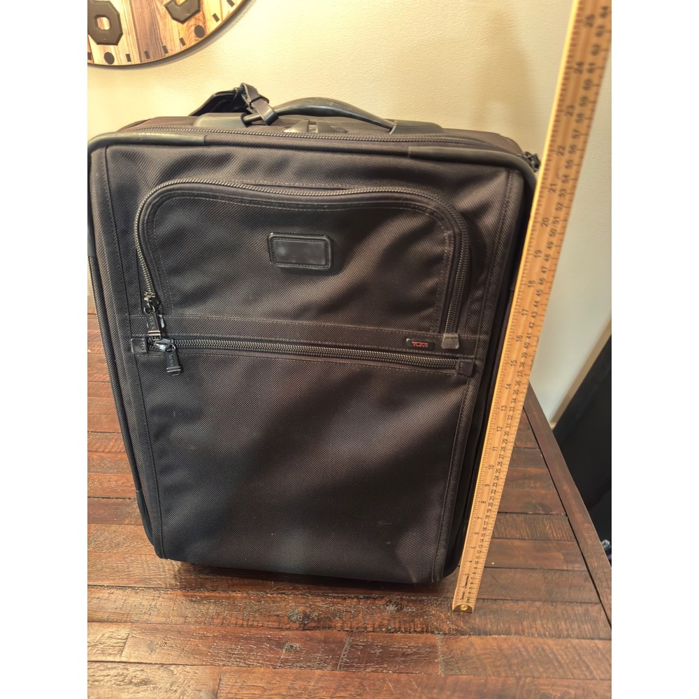 Tumi Alpha Black Ballistic Nylon 2-Wheeled Rolling Carry-On Suitcase Luggage - Picture 9 of 9